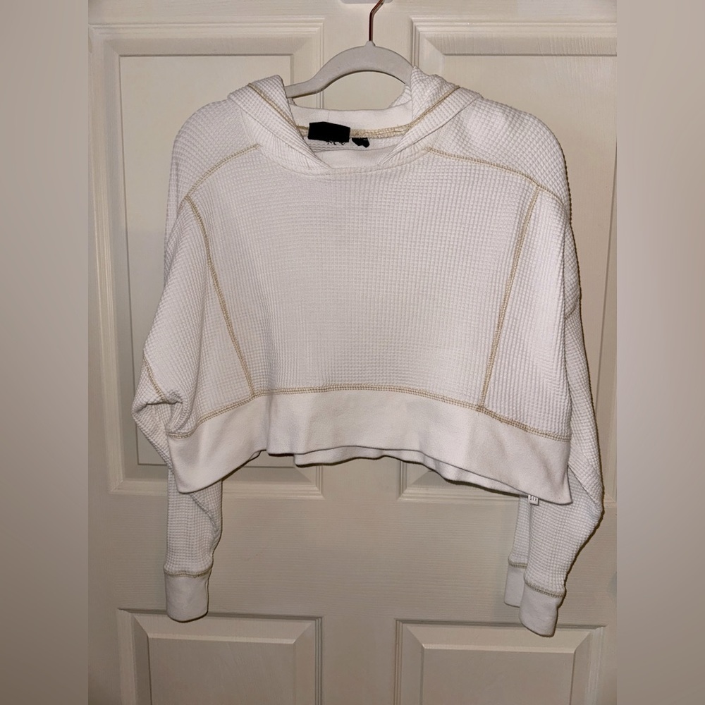 Urban outfitters out from under White waffle knit Cropped Hoodie M trendy